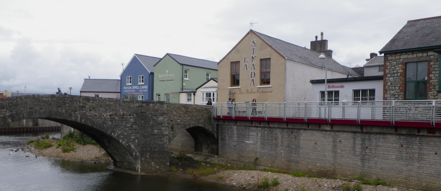 Riverside buildings in Bridgend